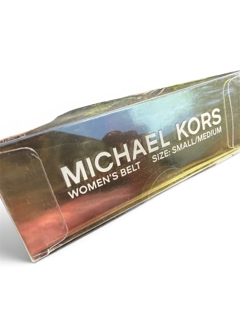 Michael Kors Metallic Gold Leather Belt with Gold Buckle